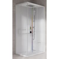 Novellini Glax 2 2.0 A kabina z hydromasażem 100x100 cm parowa z brodzikiem total biała G22A100M5-1UU