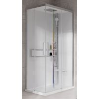 Novellini Glax 2 2.0 A kabina z hydromasażem 100x100 cm parowa z brodzikiem srebrna G22A100T5-1BB