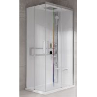 Novellini Glax 2 2.0 A kabina z hydromasażem 100x80 cm prawa parowa z brodzikiem srebrna G22A108DM5-1BB