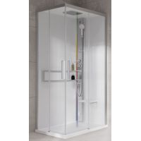 Novellini Glax 2 2.0 A kabina z hydromasażem 100x80 cm prawa parowa z brodzikiem srebrna G22A108DT5-1BB