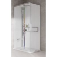 Novellini Glax 2 2.0 A kabina z hydromasażem 100x80 cm lewa parowa z brodzikiem srebrna G22A108ST5-1BB