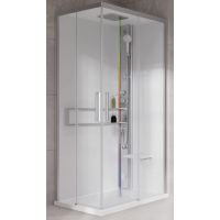 Novellini Glax 2 2.0 A kabina z hydromasażem 100x100 cm parowa z brodzikiem srebrna G22A109T5-1BB