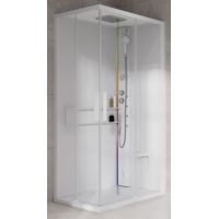 Novellini Glax 2 2.0 A kabina z hydromasażem 100x100 cm parowa z brodzikiem total biała G22A109T5-1UU