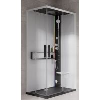 Novellini Glax 2 2.0 A kabina z hydromasażem 100x70 cm prawa parowa z brodzikiem czarna G22A197DT5-1HU