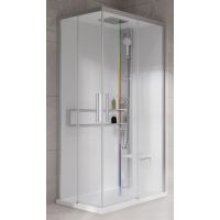 Novellini Glax 2 2.0 A kabina z hydromasażem 100x80 cm prawa parowa z brodzikiem srebrna G22A198DM5-1BB