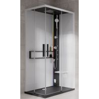 Novellini Glax 2 2.0 A kabina z hydromasażem 100x80 cm prawa parowa z brodzikiem czarna G22A198DM5-1HU