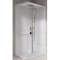 Novellini Glax 2 2.0 A kabina z hydromasażem 100x80 cm prawa parowa z brodzikiem total biała G22A198DM5-1UU