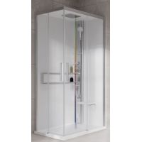 Novellini Glax 2 2.0 A kabina z hydromasażem 100x80 cm prawa parowa z brodzikiem srebrna G22A198DT5-1BB