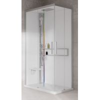 Novellini Glax 2 2.0 A kabina z hydromasażem 100x80 cm lewa parowa z brodzikiem srebrna G22A198SM5-1BB