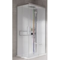 Novellini Glax 2 2.0 A kabina z hydromasażem 80x80 cm parowa z brodzikiem srebrna G22A80M5-1BB