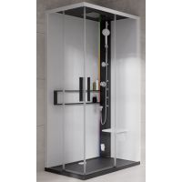 Novellini Glax 2 2.0 A kabina z hydromasażem 80x80 cm parowa z brodzikiem czarna G22A80M5-1HU