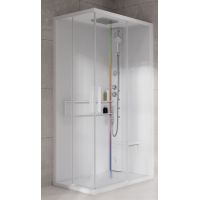 Novellini Glax 2 2.0 A kabina z hydromasażem 80x80 cm parowa z brodzikiem total white G22A80T5-1UU