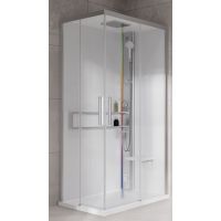 Novellini Glax 2 2.0 A kabina z hydromasażem 80x80 cm parowa z brodzikiem srebrna G22A89M5-1BB