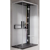 Novellini Glax 2 2.0 A kabina z hydromasażem 90x70 cm prawa parowa z brodzikiem czarna G22A9070DM5-1HU