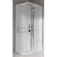 Novellini Glax 2 2.0 A kabina z hydromasażem 90x70 cm prawa parowa z brodzikiem srebrna G22A9070DT5-1BB