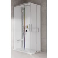 Novellini Glax 2 2.0 A kabina z hydromasażem 90x70 cm lewa parowa z brodzikiem srebrna G22A9070SM5-1BB