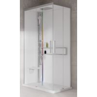 Novellini Glax 2 2.0 A kabina z hydromasażem 90x70 cm lewa parowa z brodzikiem srebrna G22A9070ST5-1BB