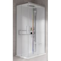 Novellini Glax 2 2.0 A kabina z hydromasażem 90x70 cm prawa parowa z brodzikiem srebrna G22A9079DM5-1BB
