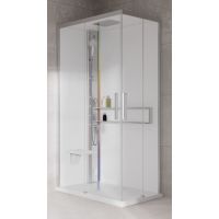 Novellini Glax 2 2.0 A kabina z hydromasażem 90x70 cm lewa parowa z brodzikiem srebrna G22A9079SM5-1BB