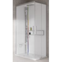 Novellini Glax 2 2.0 A kabina z hydromasażem 90x70 cm lewa parowa z brodzikiem srebrna G22A9079ST5-1BB