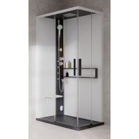 Novellini Glax 2 2.0 A kabina z hydromasażem 90x70 cm lewa parowa z brodzikiem czarna G22A9079ST5-1HU