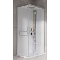 Novellini Glax 2 2.0 A kabina z hydromasażem 90x90 cm parowa z brodzikiem srebrna G22A99M5-1BB