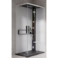 Novellini Glax 2 2.0 A kabina z hydromasażem 90x90 cm parowa z brodzikiem czarna G22A99M5-1HU