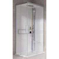 Novellini Glax 2 2.0 A kabina z hydromasażem 90x90 cm parowa z brodzikiem srebrna G22A99T5-1BB