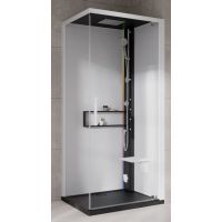 Novellini Glax 2 2.0 G+F kabina z hydromasażem 80 cm kwadratowa prawa parowa z brodzikiem czarna G22GF80DM5-1HU