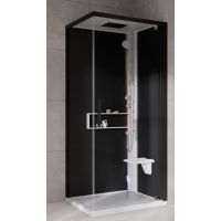 Novellini Glax 2 2.0 G+F kabina z hydromasażem 80 cm kwadratowa prawa parowa z brodzikiem biała G22GF80DT5-1UH