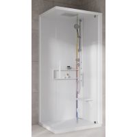 Novellini Glax 2 2.0 G+F kabina z hydromasażem 80 cm kwadratowa prawa parowa z brodzikiem total biała G22GF80DT5-1UU