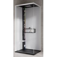 Novellini Glax 2 2.0 G+F kabina z hydromasażem 80 cm kwadratowa lewa parowa z brodzikiem czarna G22GF80ST5-1HU