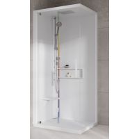 Novellini Glax 2 2.0 G+F kabina z hydromasażem 80 cm kwadratowa lewa parowa z brodzikiem total biała G22GF80ST5-1UU