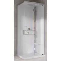 Novellini Glax 2 2.0 G+F kabina z hydromasażem 80 cm kwadratowa prawa parowa z brodzikiem srebrna G22GF89DM5-1BB