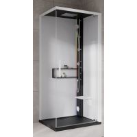 Novellini Glax 2 2.0 G+F kabina z hydromasażem 80 cm kwadratowa prawa parowa z brodzikiem czarna G22GF89DM5-1HU