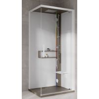 Novellini Glax 2 2.0 G+F kabina z hydromasażem 80 cm kwadratowa prawa parowa z brodzikiem corda G22GF89DM5-1TU