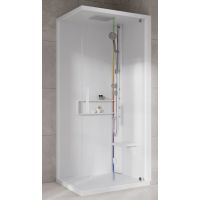 Novellini Glax 2 2.0 G+F kabina z hydromasażem 80 cm kwadratowa prawa parowa z brodzikiem total biała G22GF89DT5-1UU