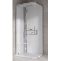 Novellini Glax 2 2.0 G+F kabina z hydromasażem 80 cm kwadratowa lewa parowa z brodzikiem srebrna G22GF89SM5-1BB