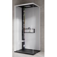 Novellini Glax 2 2.0 G+F kabina z hydromasażem 80 cm kwadratowa lewa parowa z brodzikiem czarna G22GF89SM5-1HU