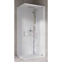 Novellini Glax 2 2.0 G+F kabina z hydromasażem 80 cm kwadratowa lewa parowa z brodzikiem total biała G22GF89ST5-1UU