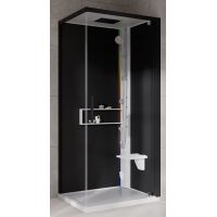 Novellini Glax 2 2.0 G+F kabina z hydromasażem 90 cm kwadratowa prawa parowa z brodzikiem biała G22GF90DM5-1UH