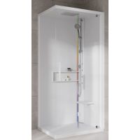 Novellini Glax 2 2.0 G+F kabina z hydromasażem 90 cm kwadratowa prawa parowa z brodzikiem total biała G22GF90DM5-1UU