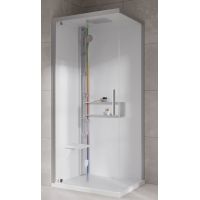 Novellini Glax 2 2.0 G+F kabina z hydromasażem 90 cm kwadratowa lewa parowa z brodzikiem srebrna G22GF90SM5-1BB