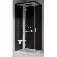 Novellini Glax 2 2.0 G+F kabina z hydromasażem 90 cm kwadratowa lewa parowa z brodzikiem biała G22GF90SM5-1UH