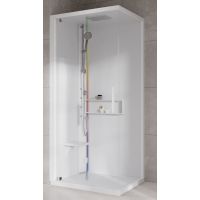 Novellini Glax 2 2.0 G+F kabina z hydromasażem 90 cm kwadratowa lewa parowa z brodzikiem total biała G22GF90SM5-1UU