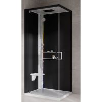 Novellini Glax 2 2.0 G+F kabina z hydromasażem 90 cm kwadratowa lewa parowa z brodzikiem biała G22GF90ST5-1UH