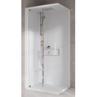 Novellini Glax 2 2.0 G+F kabina z hydromasażem 90 cm kwadratowa lewa parowa z brodzikiem total biała G22GF90ST5-1UU