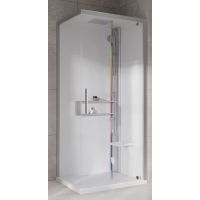 Novellini Glax 2 2.0 G+F kabina z hydromasażem 90 cm kwadratowa prawa parowa z brodzikiem srebrna G22GF99DM5-1BB