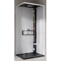 Novellini Glax 2 2.0 G+F kabina z hydromasażem 90 cm kwadratowa prawa parowa z brodzikiem czarna G22GF99DM5-1HU