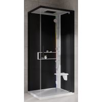 Novellini Glax 2 2.0 G+F kabina z hydromasażem 90 cm kwadratowa prawa parowa z brodzikiem biała G22GF99DM5-1UH